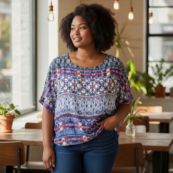 Ruby Rd. Multi Color Summer Spirit Semi-Sheer Top - Picture 1 of 6